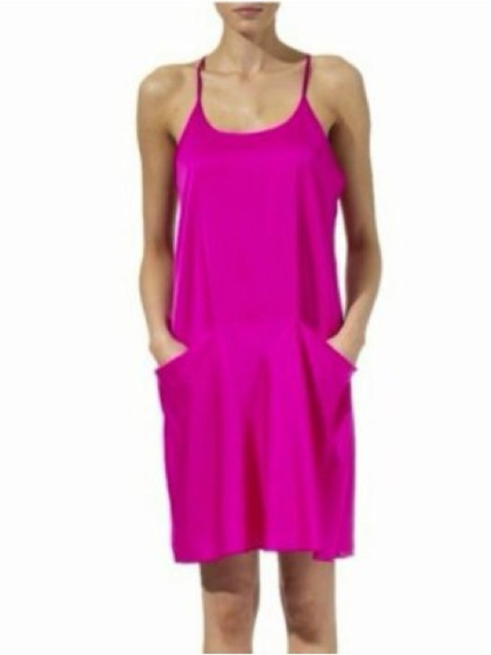 Theory Alessandra Silk Pink Slip Pocked Mini Dress
